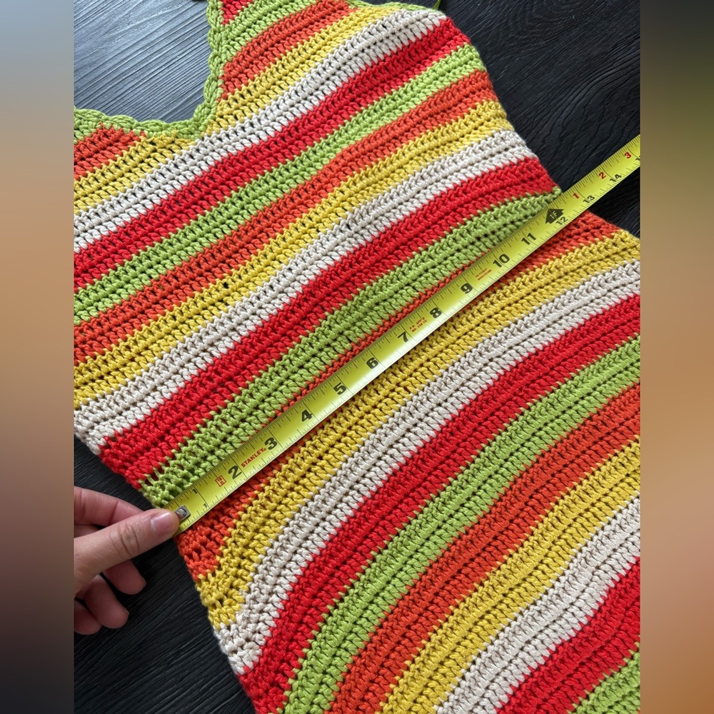 REVOLVE Striped Crochet Halter Jumpsuit in Lime, Red, Yellow & Cream - Picture 2 of 9